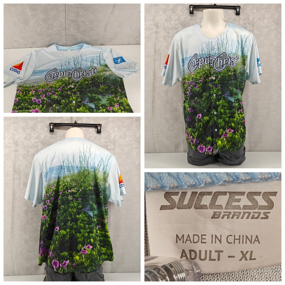 Corpus Christi Hooks Jersey Adult XL Floral SGA Landmark Series Blue Purple Top